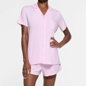 skims short sleeve pink cherry blossom sleep set